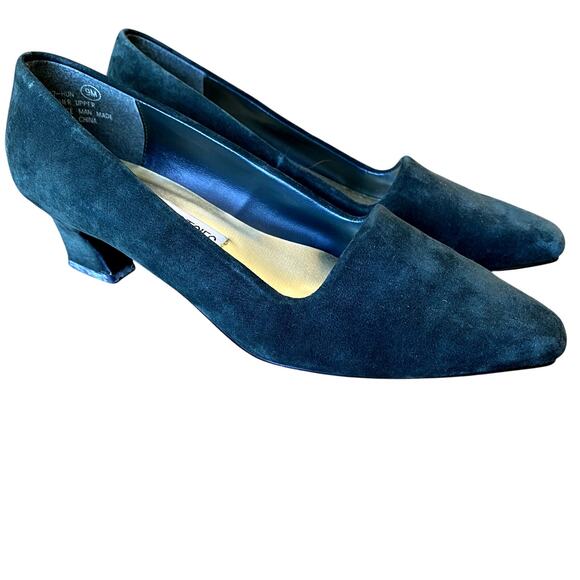 Vintage Y2K Mootsies Tootsies Women's Hunter Green Classic Suede Pump 9M - Picture 1 of 11
